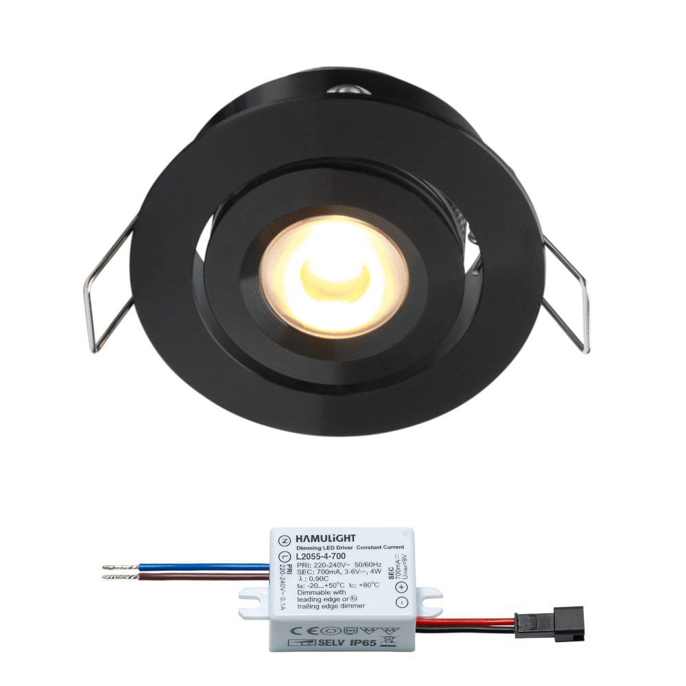 Schutzklasse IP20 dimmbar mit LED Dimmer 3er Set LED Einbauleuchte weiß 3 Watt rund 8,5cm warm weiß 220 Volt Abstrahlwinkel 120 Grad 