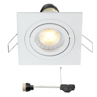 Coblux LED Einbaustrahler | Weiß | Eckig | Warm Weiß | 5 Watt | Dimmbar | Kippbar L2068